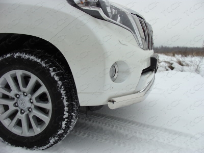 Защита передняя овальная 75х42 мм ТСС для Toyota Land Cruiser 150 2013-2017