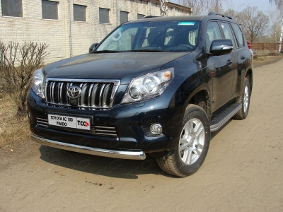 Защита передняя овальная 75х42 мм ТСС для Toyota Land Cruiser 150 2009-2013