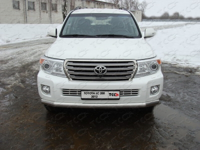 Защита передняя овальная длинная 75х42 мм ТСС для Toyota Land Cruiser 200 2012-2015