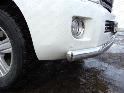 Защита передняя овальная длинная 75х42 мм ТСС для Toyota Land Cruiser 200 2012-2015
