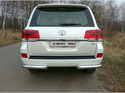 Защита задняя уголки 76 мм ТСС для Toyota Land Cruiser 200 2015-2021