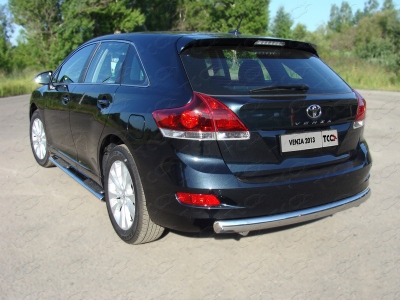 Защита заднего бампера овальная 75х42 мм ТСС для Toyota Venza 2012-2017