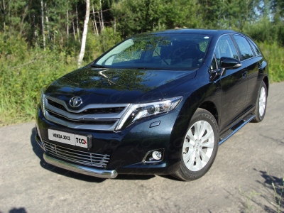 Защита переднего бампера овальная 75х42 мм ТСС для Toyota Venza 2012-2017