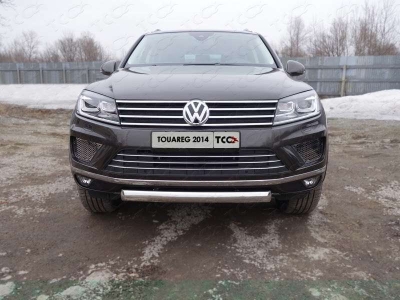 Защита передняя овальная 75х42 мм ТСС для Volkswagen Touareg 2014-2017