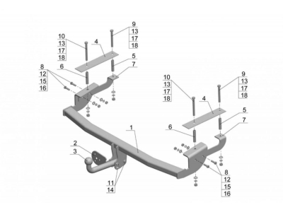 Фаркоп Avtos для Citroen Jumper 2006-, FIAT Ducato III 2006-, Peugeot Boxer 2006- 2006-2014