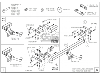 Фаркоп оцинкованный Galia шар A для Nissan X-Trail T32 2015-2021