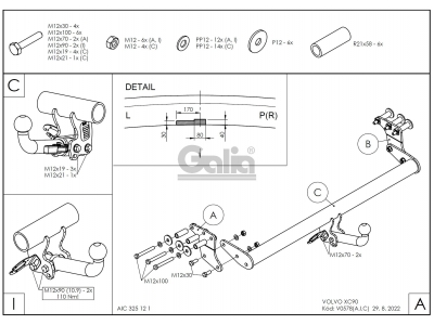 Фаркоп оцинкованный Galia шар C съемный для Volvo XC90 2006-2014
