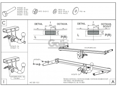 Фаркоп оцинкованный Galia шар C съемный для Skoda Octavia A7 2013-2020