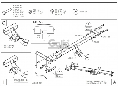 Фаркоп оцинкованный Galia шар A для Land Rover Freelander 2 2006-2014