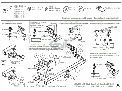 Фаркоп оцинкованный Galia шар C съемный для Mitsubishi L200/Fiat Fullback 1996-2021