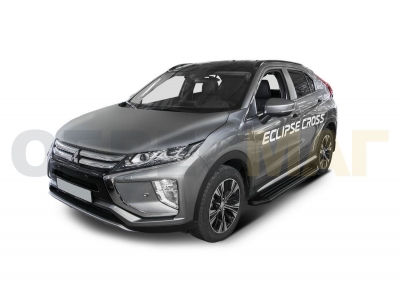 Пороги алюминиевые Rival Black для Mitsubishi Eclipse Cross 2018-2021
