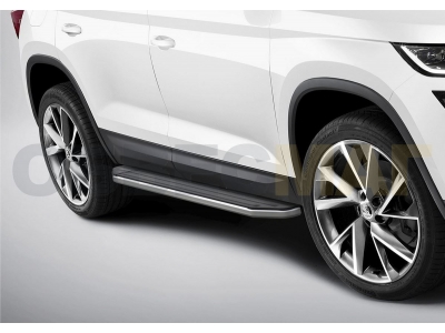 Пороги алюминиевые Rival Premium для Skoda Kodiaq 2017-2021