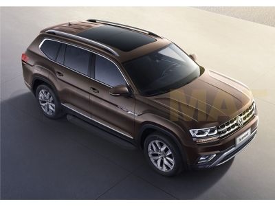 Пороги алюминиевые Rival Black для Volkswagen Teramont 2018-2021