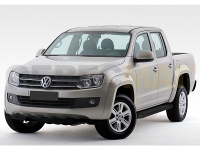 Пороги алюминиевые Rival Black New для Volkswagen Amarok 2010-2016