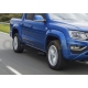 Пороги алюминиевые Rival Black New для Volkswagen Amarok 2016-2021