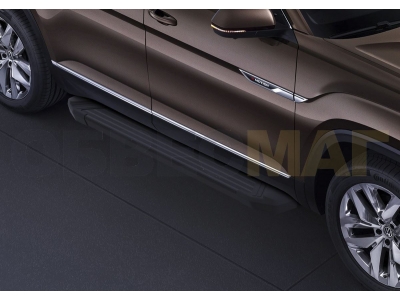 Пороги алюминиевые Rival Black New для Volkswagen Teramont 2018-2025