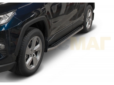 Пороги алюминиевые Rival Premium для Toyota RAV4 2019-2021