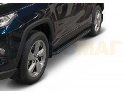 Пороги алюминиевые Rival Premium Black для Toyota RAV4 2019-2021
