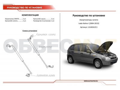 Амортизаторы капота Автоупор, 2 шт. для Lada Kalina 2004-2013