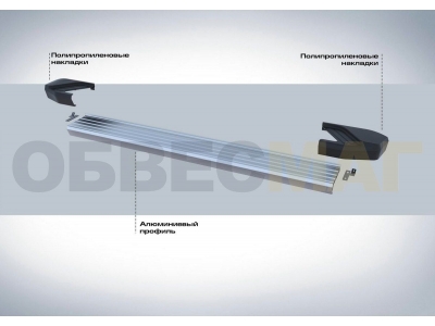 Пороги алюминиевые Rival Silver для Toyota RAV4 2019-2021