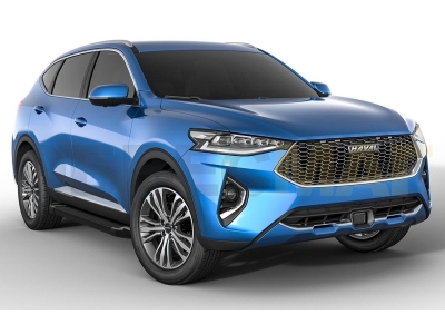 Пороги алюминиевые Rival Black для Haval F7/F7x 2019-2021