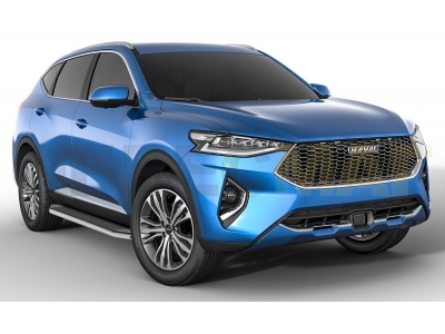 Пороги алюминиевые Rival Premium для Haval F7/F7x 2019-2021
