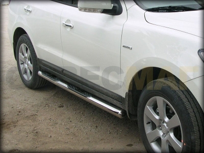 Пороги труба с накладками 76 мм Технотек для Chery Tiggo 2005-2014