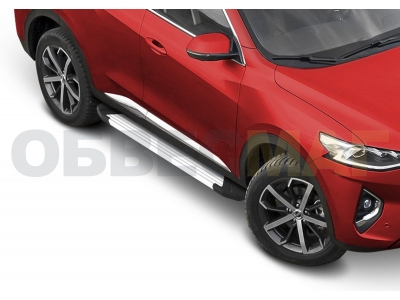 Пороги алюминиевые Rival Silver для Haval F7/F7x 2019-2021