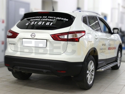 Пороги с площадкой алюминиевый лист 53 мм Технотек для Nissan Qashqai 2015-2021