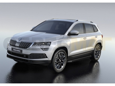 Пороги алюминиевые Rival Premium для Skoda Karoq 2020-2021