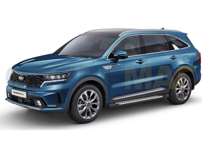 Пороги алюминиевые Rival BMW-Style для Kia Sorento 2020-2021