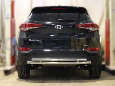 Защита заднего бампера двойная 53-43 мм для Hyundai Tucson 2015-2018