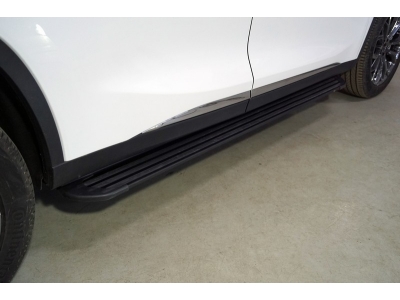 Пороги алюминиевые Slim Line Black ТСС для Cheryexeed TXL 2020-2021