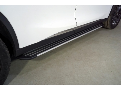 Пороги алюминиевые Slim Line Silver ТСС для Cheryexeed TXL 2020-2021