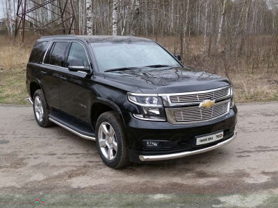 Накладка решётки радиатора верхняя 12 мм ТСС для Chevrolet Tahoe 2016-2021