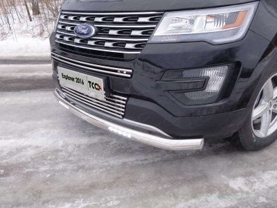 Накладка решётки радиатора верхняя 16 мм ТСС для Ford Explorer 2015-2017