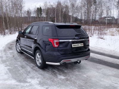 Пороги труба овальная с накладками 120х60 мм ТСС для Ford Explorer 2015-2017