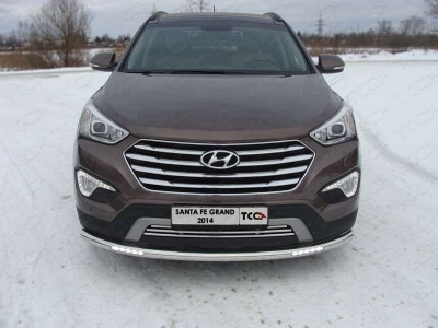 Защита переднего бампера с ДХО 60 мм ТСС для Hyundai Santa Fe Grand 2014-2016