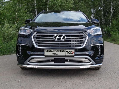 Накладка решётки радиатора 12 мм ТСС для Hyundai Santa Fe Grand 2016-2021