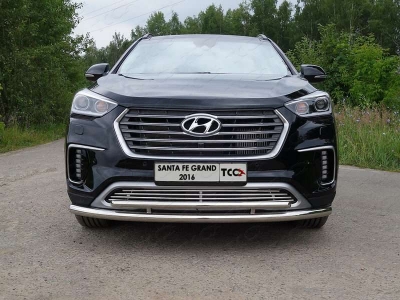 Накладка решётки радиатора 12 мм без круиз-контроля ТСС для Hyundai Santa Fe Grand 2016-2021