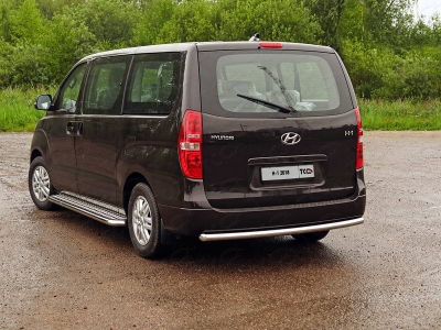 Пороги с площадкой алюминиевый лист 60 мм ТСС для Hyundai H-1 Starex 2019-2021