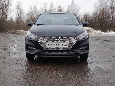 Защита переднего бампера 25 мм ТСС для Hyundai Solaris 2018-2020
