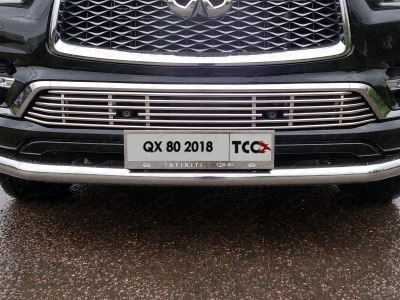 Накладка решетки радиатора 12 мм для авто без круиза ТСС для Infiniti QX80 2018-2021