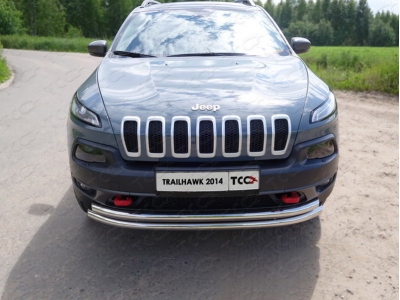 Защита передняя двойная 60-60 мм ТСС для Jeep Cherokee Trailhawk 2014-2021