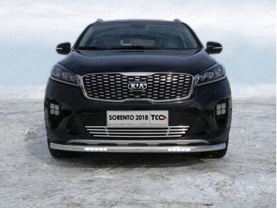 Накладка решетки радиатора 16 мм ТСС для Kia Sorento Prime 2018-2021