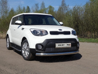 Накладка решётки радиатора верхняя 12 мм ТСС для Kia Soul 2016-2021