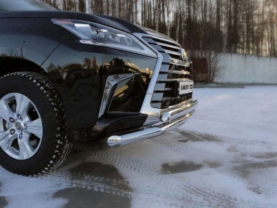 Защита передняя двойная 76-75 мм ТСС для Lexus LX-570/450d 2015-2021