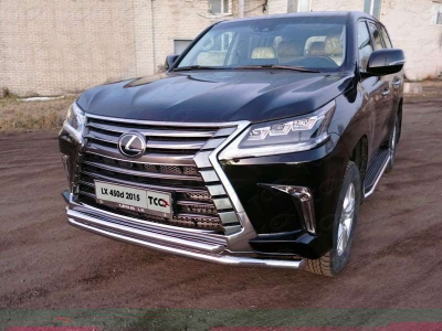 Защита передняя двойная 60-50 мм ТСС для Lexus LX-570/450d 2015-2021