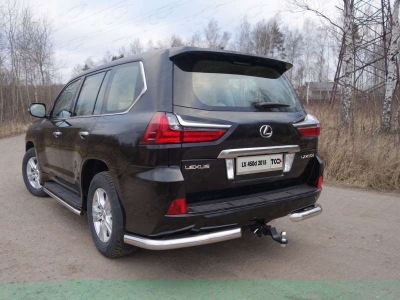 Защита задняя уголки 76 мм ТСС для Lexus LX-570/450d 2015-2021