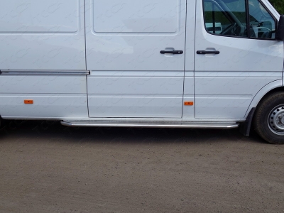 Порог с площадкой нержавеющий лист 42 мм ТСС для Mercedes-Benz Sprinter 2014-2018